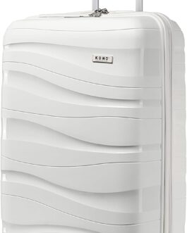 KONO Trolley Case with Beauty Case, 100% PP Suitcase Set, cream white