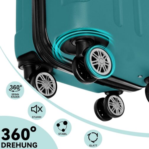BEIBYE Twin Wheels Hard Case Travel Suitcase Trolleys Hard Shell in XL-L-M in 20 Colours, dark green – Bild 8