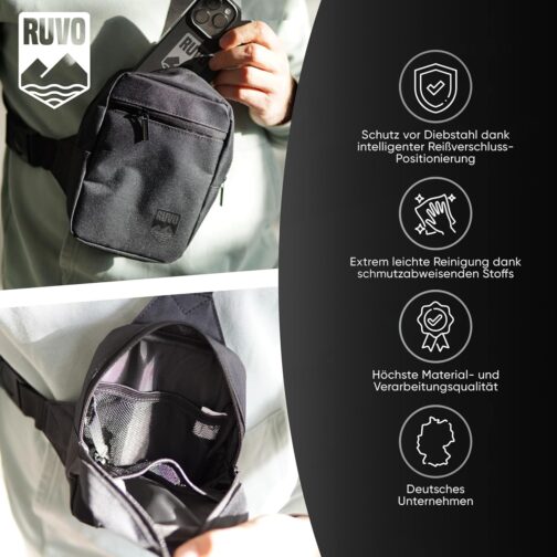 RUVO® Sling Bag Men & Women I Durable and Stylish Cross Bag I Chest Bag for Men and Women for Travel, Outdoor & Leisure – Bild 6