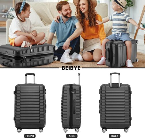 BEIBYE Hard Shell Suitcase, Trolley Suitcase, Travel Suitcase, Twin Wheels Suitcase Set, Schwaz – Bild 2