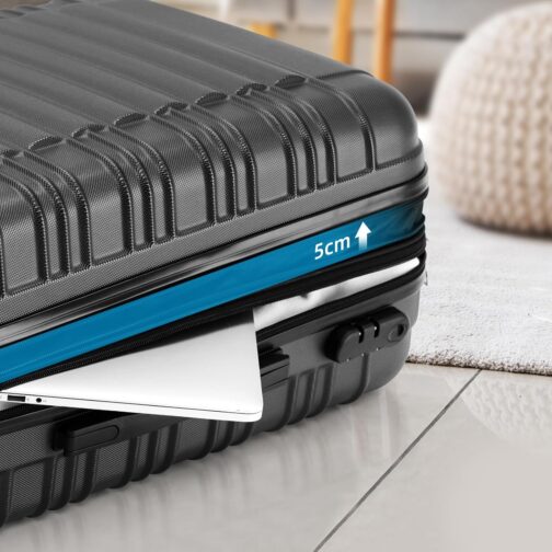 BEIBYE Hard Shell Suitcase, Trolley Suitcase, Travel Suitcase, Twin Wheels Suitcase Set, Schwaz – Bild 3