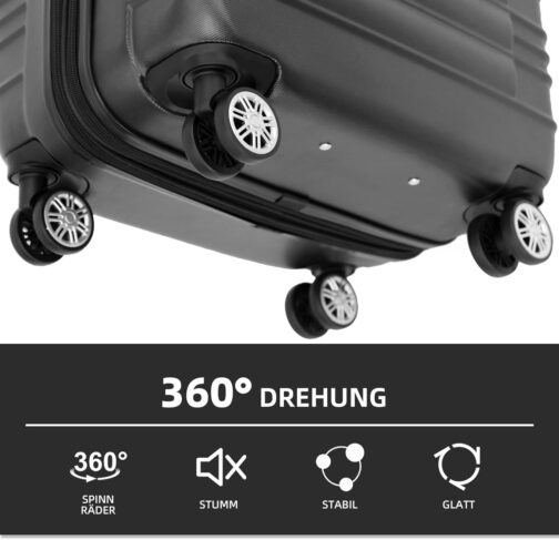 BEIBYE Hard Shell Suitcase, Trolley Suitcase, Travel Suitcase, Twin Wheels Suitcase Set, Schwaz – Bild 8