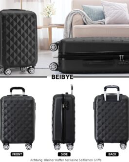 BEIBYE Twin Wheels 2066 Hard Case – 15 Colours – ABS Plastic – Combination Lock with Double Zip – Exclusive Interior and Extensive Functions, black, Hard shell case