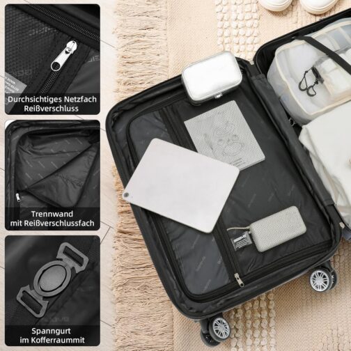 Beibye Twin-Wheeled Travel Suitcase, Hard Shell Trolley Suitcase, M/L/XL Set, dark blue – Bild 5