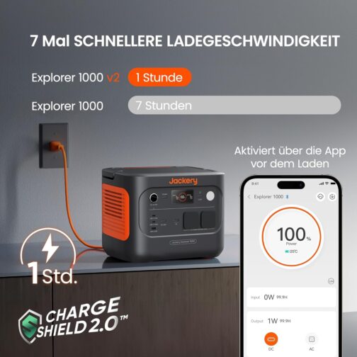 Jackery Solar Generator 1000 v2 with 100 W Solar Panel, 1070 Wh LiFePO4 Portable Power Station, 1500 W AC/100 W USB-C Output, 1 Hour Quick Charge for Outdoor, Off-Grid, RV, Emergency – Bild 2