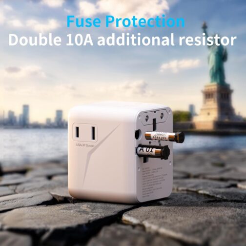 25 W Travel Adapter Worldwide, 5 in 1 Universal Adapter with USB A, USB C, 1 Worldwide Socket and US/JP Socket, Travel Plug International Socket Adapter for EU USA UK Canada Japan Australia – Bild 5