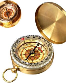 Brass Compass Outdoor, Portable Waterproof Pocket Compass, Compass Navigation Tools with Luminous Numerals, Spring Lid Compass for Hiking, Camping and Other Outdoor Activities