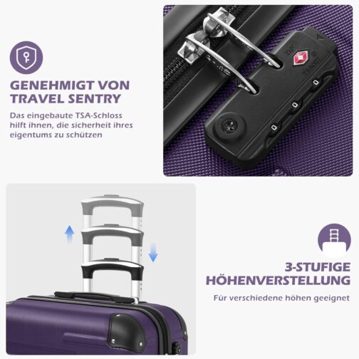 COOLIFE Hard Shell Suitcase Rolling Suitcase Travel Suitcase Expandable Luggage (Only Large Suitcase Expandable) ABS Material with TSA Lock and 4 Wheels, Spinel Red, Hand luggage, Unisex – Bild 4