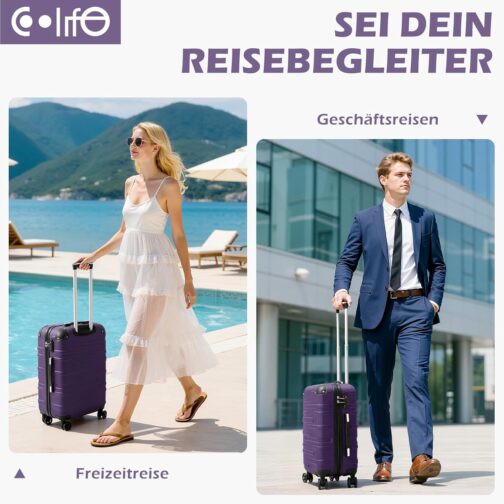 COOLIFE Hard Shell Suitcase Rolling Suitcase Travel Suitcase Expandable Luggage (Only Large Suitcase Expandable) ABS Material with TSA Lock and 4 Wheels, Spinel Red, Hand luggage, Unisex – Bild 6
