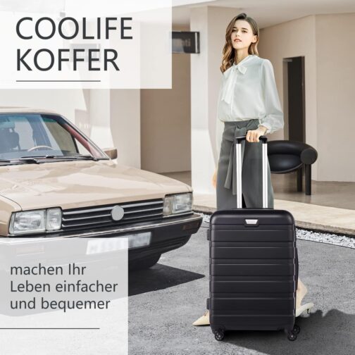 COOLIFE Hard Shell Suitcase Trolley Suitcase Travel Suitcase Board Case Hand Luggage with TSA Lock and 4 Wheels, Spinel Red, Hand luggage, Premium suitcase – Bild 2
