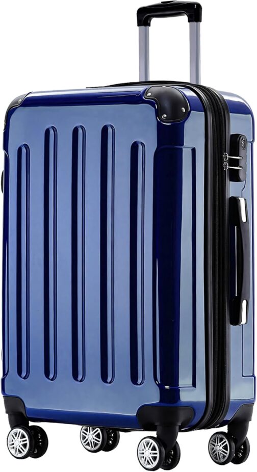 BEIBYE Hard Shell Suitcase, Trolley Suitcase, 4 Twin Wheels, Polycarbonate, blue