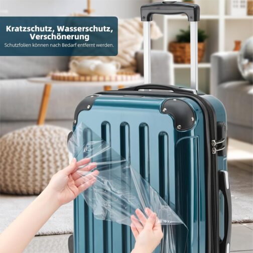 BEIBYE Hard Shell Suitcase Trolley Suitcase Travel Suitcase 4 Twin Wheels Polycabonate, Pale Green, Hand luggage 55 cm - 40 L, Hard sound trolley with twin roller – Bild 3