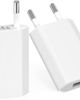 USB Power Plug, (2 Pack) Charger for iPhone, Samsung, Xiaomi, Sony, LG Smartphones, iWatch, Cameras, Tablets, MP3 etc, Universal 5V1A USB Power Adapter