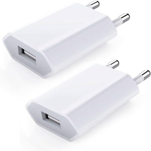 USB Charger 2-Pack USB Power Supply Charging Plug 5V-1A Universal Plug Adapter Socket Power Adapter Power Plug Charging Plug Compatible with iPhone 12/13/11/X/8/7, Samsung Galaxy, Huawei, Mobile Phone