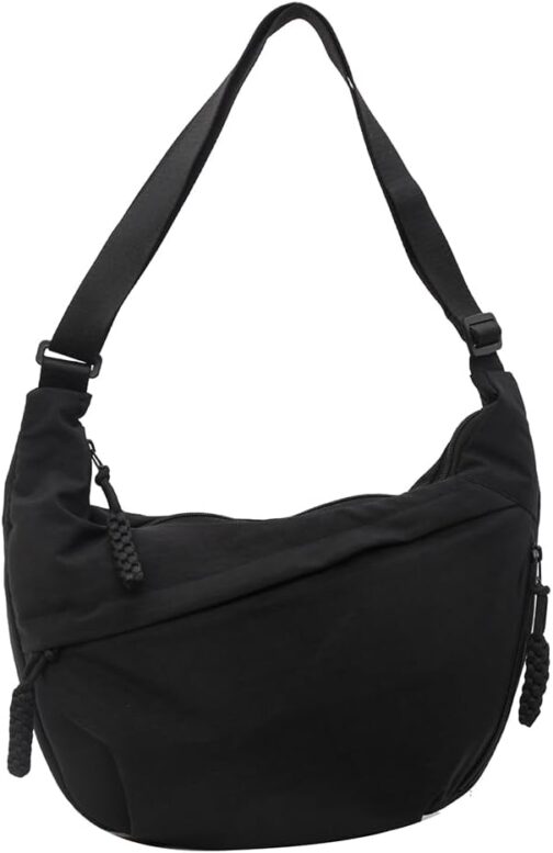 TIAASTAP Half Moon Shoulder Bag Nylon Large Crossbody Shoulder Bag Women Half Moon Slouchy Hobo Bag Bum Bag Women's Shoulder Bags