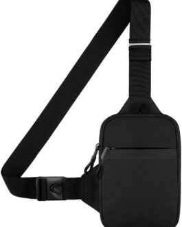 Simptech Running Belt Phone Holder, Mini Crossbody Chest Bag with Double Pocket, Water Resistant Fanny Pack, Hands-Free for Runners, Workout, Hiking, Cycling and Traveling., Black, shoulder bag