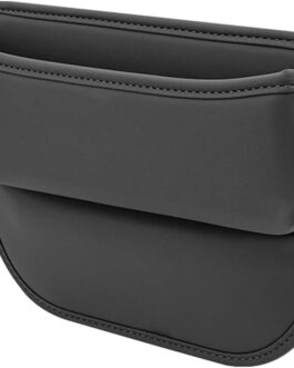 Storage Box for Car Seats, Car Seat Gap Organiser Storage Box Car Centre Console, Car Accessories Front Seats Side Pocket Car Seat Leather Storage Bag for Small Items, Mobile Phones (Black)