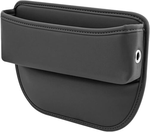 Storage Box for Car Seats, Car Seat Gap Organiser Storage Box Car Centre Console, Car Accessories Front Seats Side Pocket Car Seat Leather Storage Bag for Small Items, Mobile Phones (Black)