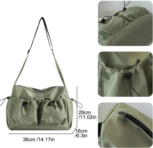 iCozzier Canvas Damen Handtasche, Hobo Schultertasche, Große Umhängetasche für Reisen und Arbeit – Bild 2