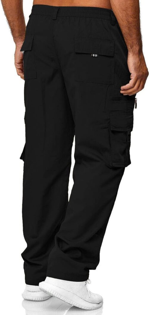 SOOUICKER Cargo Trousers Men's Baggy Casual Trousers with Side Pockets Trousers Relaxed Fit Hiking Trousers Summer Outdoor Trousers for Men Cargo Jogging Bottoms with Button Placket Cargo Trousers – Bild 3