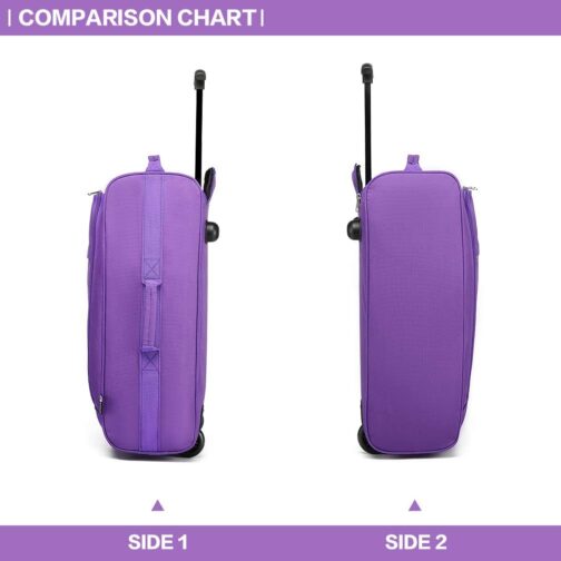 KONO Lightweight Cabin Trolley Hand Luggage Suitcase Soft Case Small Suitcase for Aeroplane Hand Luggage for Lufthansa Eurowings Ryanair Rolling Suitcase Trolley Fabric Case 53 x 36 x 18 cm, Purple, – Bild 4