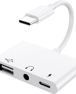 Uniytriox 3 in 1 USB C to USB Adapter with USBC to Jack and 60W PD Fast Charger, for iPhone 15/16, Pad, Galaxy, Laptops and Other Type-C Devices, Type C to Jack Aux Audio Headphone Adapter