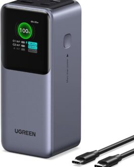 UGREEN Nexode 20000 mAh Power Bank, 130 W Max Fast Charge, USB-C PD 3.0 Input/Output, Digital Display, Compatible with iPhone 16/15 Pro Max, Galaxy S24 Ultra, MacBook Pro, Dell and More