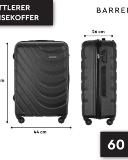 BARRENS Suitcase | ABS Material | Cipher Lock | Flexible Handle | 360 Degree Wheels |, black, Hard shell