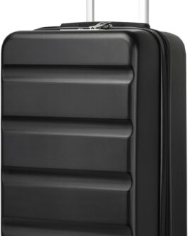 KONO Suitcase Trolley Lightweight Expandable ABS + PC Hard Shell Luggage with TSA Lock and Double Spinning Wheels for Travel and Business, black, Lightweight Travel Suitcases