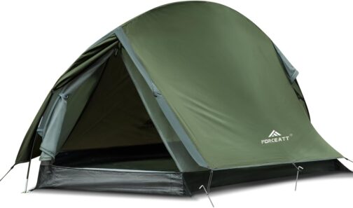 Forceatt Tent, 1/2 Person Camping Tent, Ultralight Small Pack Size Tent, 1 Person, Waterproof, Quick Assembly, Double Layer Dome Tents, for Camping, Motorcycle Trips, Trekking, Hiking Trips, Festivals