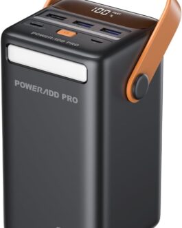 Power Bank 50000mAh PD 65W USB C with LED Display Quick Charge External Battery for Laptop MacBook Mobile Phone Samsung Google LG Drone etc. – Black