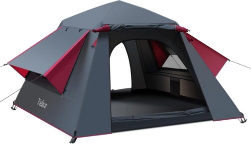 Yafaca Camping Tent, 3 Person Pop Up Tent, Large Waterproof Automatic Pop-Up Tent with 2 Rainproof Windows, 2 Layers Dome Tent with Removable Outer Layer, Tent for Camping Families