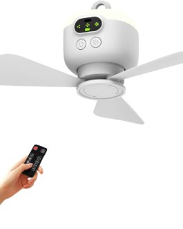 Kouamor Ceiling Fan Rechargeable 4W USB 3 Speed Camping Small Ceiling Fan USB Mini Ceiling Fan Ceiling Fans with Night Lights and Remote Control for Tent