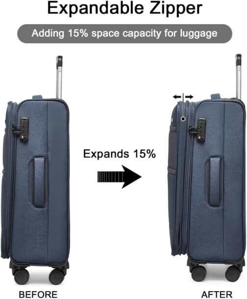 British Traveller Soft Luggage Suitcase, blue – Bild 4
