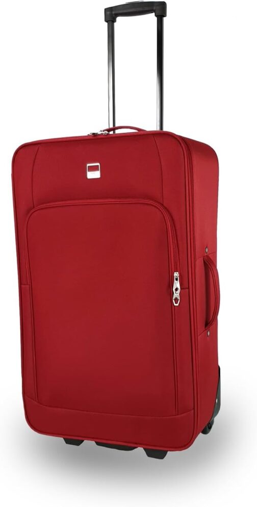 SIGN Fabric Suitcase Trolley, Travel Suitcase, Inline Wheels (Hand Luggage, Medium, Large, Very Large), red
