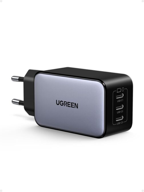 UGREEN Nexode USB-C Charger, 65 W, GaN Power Supply with 3 x USB-C Ports, Quick Charger, Compact, Compatible with MacBook Pro/Air, HP Laptop, iPad Pro, iPhone 16, 16 Pro, Galaxy S24