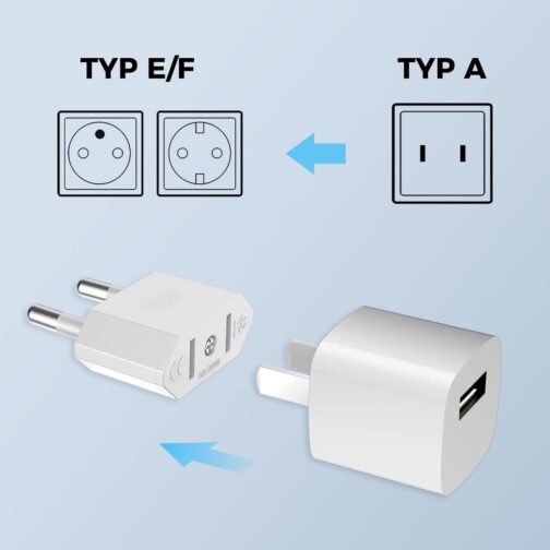 VIEVRE Adapter USA Deutschland Stecker,2 Stück US to EU Adapter,US Adapter EU,USA Adapter Steckdose,EU to US Adapter, EU Stecker Adapter,CE-Zertifizierun,USA Adapter für Geräte mit USA-Netzteil – Bild 4