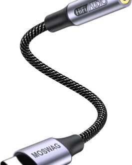 MOSWAG USB Type C to 3.5 mm Headphone Jack Adapter, Audio USB C to Aux Dongle Cable for iPhone 16 Pro Max/16 Pro/16 Plus/16/15 Pro/15, Samsung Galaxy S24 S23 S22 S21 S20, Huawei, Pixel, iPad and More