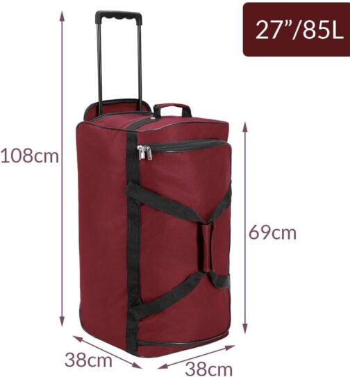 Deuba Travel Bag, XXL Trolley Function Sports Bag, Travel Trolley Luggage Bag, Navy Blue, Sizes 85–160 Litres, XL XXL, Choice of Colours, red – Bild 4