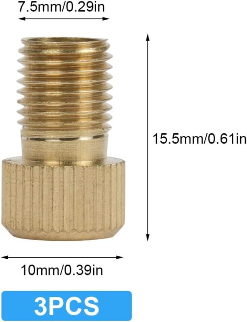 Flintronic Brass Adapter, Pack of 3 Bicycle Valve Adapters Made of Brass, Bicycle Car Valve Adapter, Valve Adapter Bicycle Car Valve with Sealing Ring – Bild 2