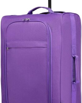 KONO Lightweight Cabin Trolley Hand Luggage Suitcase Soft Case Small Suitcase for Aeroplane Hand Luggage for Lufthansa Eurowings Ryanair Rolling Suitcase Trolley Fabric Case 53 x 36 x 18 cm, Purple,