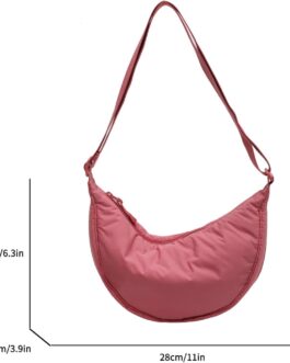 Valleycomfy Crossbody Moon Bag Shoulder Bag Women’s Half Moon Handbag Water-Repellent Bum Bag Women’s Half Moon Bag Shoulder Bag with Shoulder Strap Adjustable