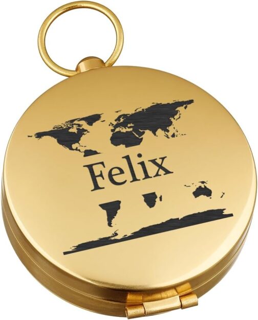 polar-effekt Gold Metal Compass with Engraving - Gift Idea for Birthday - for Outdoor Lovers - Portable Hiking Compass – Bild 3