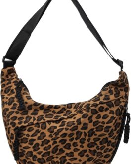 Women’s Half Moon Shoulder Bag, Hobo Bag, Nylon Crossbody Bag, Women’s Multiple Pockets, Shoulder Bag with Adjustable Shoulder Strap, Leopard/Solid Colour, Large Capacity for Travel, Work, Uni