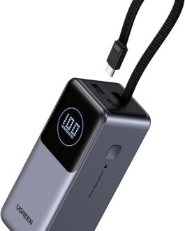 UGREEN Nexode Laptop Power Bank 20000 mAh 130 W Super Fast Charge, PD 3.0 Integrated USB C Cable, 1 USB-A Port, 1 USB-C Port Compatible with iPhone 16/15 Series, Galaxy S25, MacBook and More