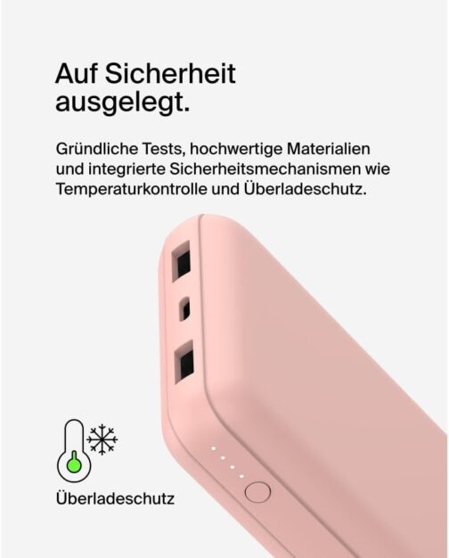 Belkin Portable USB C Charger, 20,000mAh, 20K Power Bank with USB-C Input/Output and 2 USB-A Ports with USB-C/USB-A Cable for iPhone, Galaxy, Pixel, iPad, AirPods and Other Devices - Rose Gold – Bild 7