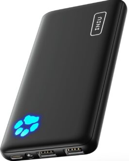 NIU Power Bank, Ultra-Thin USB C 10000 mAh External Battery, Three 3A Outputs Mobile Phone Power Bank with Torch for iPhone, Samsung, Galaxy, Huawei, Oneplus, Xiaomi, Google, iPad, Airpods, Android and More