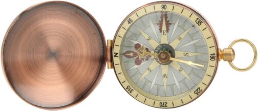Vintage Pocket Watch Metal Compass Antique Brass Flip Cover Compass with Automatic Flip Lid and Portable for Outdoor Backpacking, Camping, Hiking – Bild 8