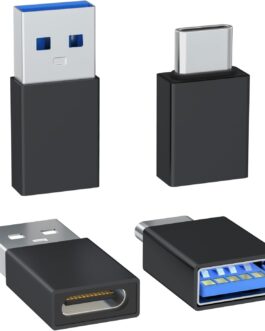 4 Pack USB-C to USB Adapters, with 2 Type-C Male to A Male Adapters & 2 USB-C Male to USB Female Adapters, Compatible with Apple Watch, iPhone 16 Pro Max 16Pro 16Plus 16, AirPods – Black