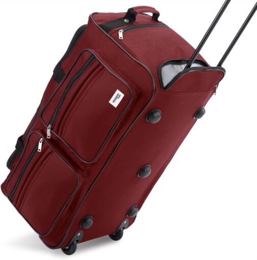 Deuba Travel Bag, XXL Trolley Function Sports Bag, Travel Trolley Luggage Bag, Navy Blue, Sizes 85–160 Litres, XL XXL, Choice of Colours, red – Bild 3